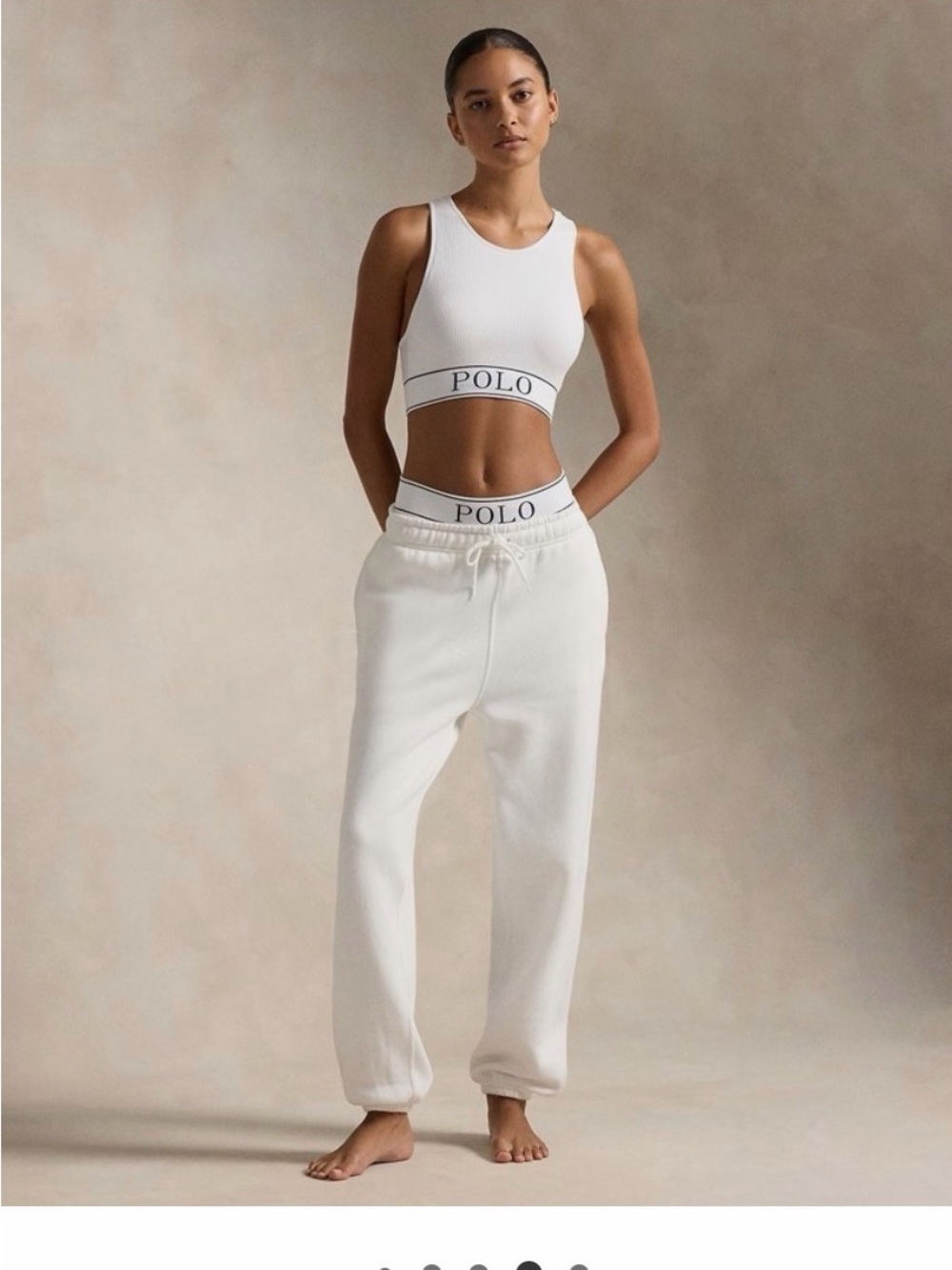 Polo by Ralph Lauren White Ribbed Crop Tank with Branded Band